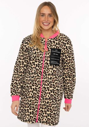 Zwillingsherz Kurzmantel ZWILLINGSHERZ Leo Love, Damen, Gr. XXL, beige, Sweatware, Obermaterial: 50% Baumwolle, 50% Polyester, M&auml;ntel Kurzmantel, mit Patch, Reissve