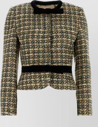 Valentino Garavani cropped tweed blazer long sleeves buttons