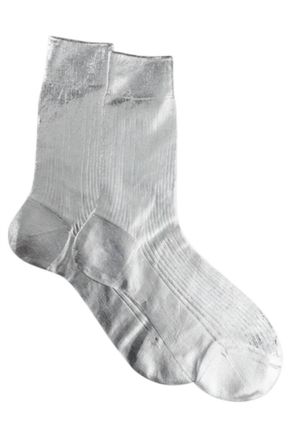 Maria La Rosa Womens Laminated One Socks In Silver