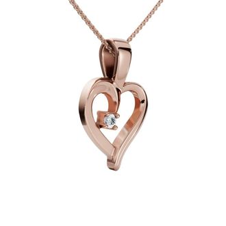 Pompeii3 Heart Shape Solitaire Diamond Pendant Necklace in 14k White Yellow or Rose Gold