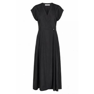 Jucca Wrap Dresses, female, Black, Size: S Long Wrap Silk Dress