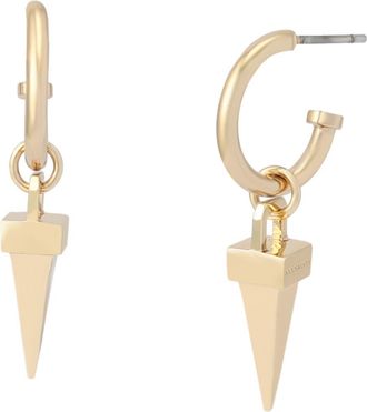 AllSaints Spike Charm Huggie Earrings in Shiny Gold at Nordstrom