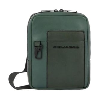 Piquadro Messenger Bags, male, Green, Size: ONE SIZE Leather iPad mini bag