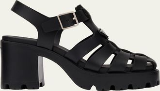 Prada 90mm Stride Flow Rubber Fisherman Sandals