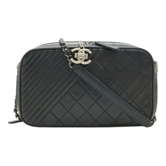 Chanel Pre-owned Boy Leren Cameratas - Dames - Pre-owned - Zwart - Maat: ONE Size Leer