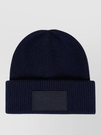 Iceberg logo beanie with folded cuff and ribbed texture