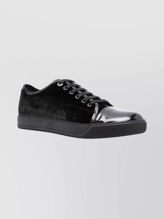 Lanvin round toe velvet sneakers with rubber sole
