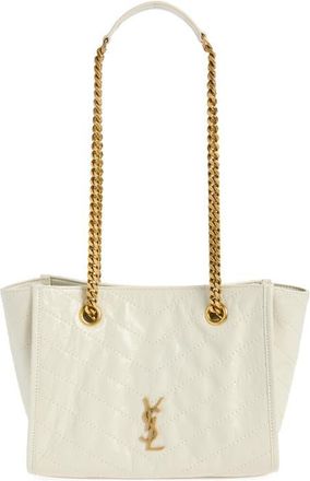 Saint Laurent Small Niki Matelass&eacute; Leather Shopping Tote in Blanc Vintage at Nordstrom