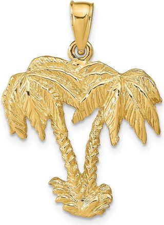 Diamond2Deal 14k Yellow Gold Double Palm Trees Pendant