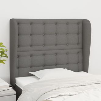 vidaXL Cabecero Con Orejas De Tela Gris Oscuro 103x23x118/128 Cm Vidaxl