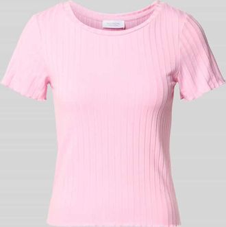 Rich & Royal T-Shirt aus Viskose-Mix in Ripp-Optik in Rosa, Gr&ouml;&szlig;e XL