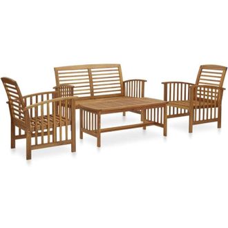 vidaXL Set Divani da Giardino 4 pz in Legno Massello di Acacia - Vidaxl