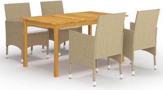 vidaXL Juego De Comedor Para Jard&iacute;n De 5 Piezas Beige Vidaxl