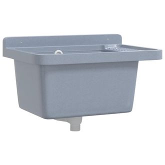 vidaXL Fregadero Lavabo De Pared Resina Gris 50x35x24 Cm Vidaxl