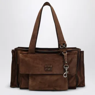 Miu Miu Utilitaire bowling bag in cocoa suede