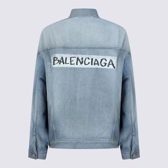 Balenciaga Womens Jackets Dirty Light Blue _100 % Co