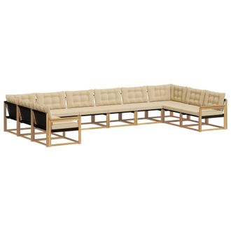 vidaXL Conjunto De Sof&aacute;s De Exterior Con Coj&iacute;n 10 Pcs Y Beige Vidaxl