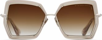 Dita Eyewear Beige Narcissus-Two Translucent Geometric Sunglasses