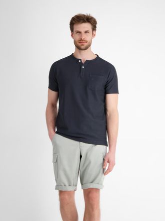 Lerros Kurzarmshirt LERROS, Herren, Gr. L, blau (classic navy), Single Jersey, Obermaterial: 100% Baumwolle, gestreift, unifarben, regular fit h&uuml;ftbedeckend,