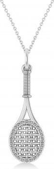 Allurez Lab Grown Diamond Tennis Racket Pendant Necklace 14K White Gold (0.48ct)