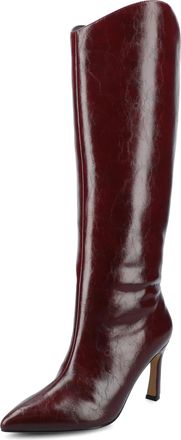 Journee Collection Journee Womens Rehela Wide WIdth Boots, Patent/Oxblood, 10 UK