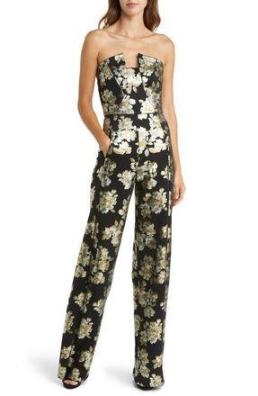 Black Halo Lena Floral Strapless Jumpsuit in Brilliant Flora at Nordstrom, Size 2