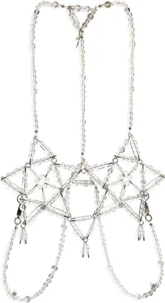 Comme Des Gar&ccedil;ons Beaded Safety Pin Harness in Silver at Nordstrom, Size Medium