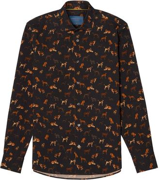 Robert Talbott Reynolds Dog Print Pinwale Corduroy Shirt
