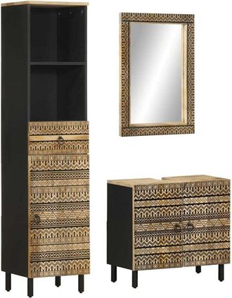 vidaXL Conjunto De Muebles De Ba&ntilde;o 3 Piezas Madera Maciza De Mango Vidaxl