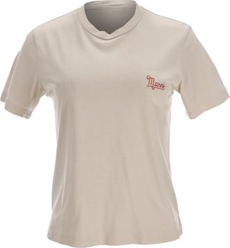 Marni Marni logo T-shirt in beige katoen