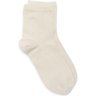 Nordstrom Wide Rib Ankle Socks in Beige Oatmeal at Nordstrom, Size 9