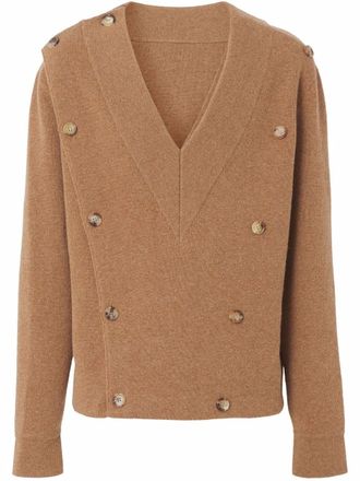Burberry double-breasted V-neck sweater - men - Wool/Polyamide/Elastane - M - Brown