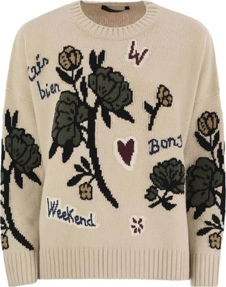 Max Mara Maglione Pavidi con ricamo a fiori - Toni neutri