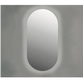 Bernacchini SP27 Spiegel - 50x3x100cm - LED onder en boven colour changing - dimbaar - Spiegelverwarming - ovaal - zonder kader - aluminium Spiegel
