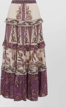 Farm Rio floral-print ruffled long skirt