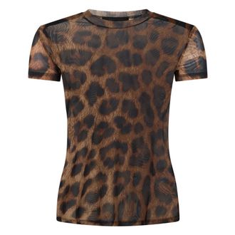 Philipp Plein Tops, Dames, Bruin, 2Xl, T-shirt Pure Leopard