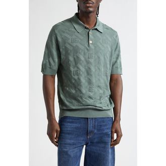 Dolce & Gabbana Jacquard Silk Polo in Grigio Roccia at Nordstrom, Size 42 Us