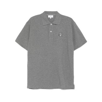 Maison Kitsun&eacute; Polo Shirts, male, Gray, Size: 2XL Logo Patch Polo