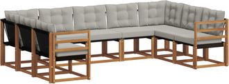 vidaXL Conjunto De Sof&aacute;s De Exterior 9 Uds. Gris Natural Y Claro Vidaxl