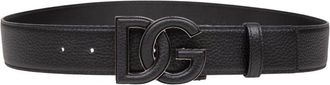Dolce & Gabbana Leren Riem met DG Logo - Heren - Riemen - Zwart - 90 CM - Leer - Accessoires