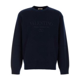 Valentino Garavani Round-neck Knitwear, male, Blue, Size: L Maglia