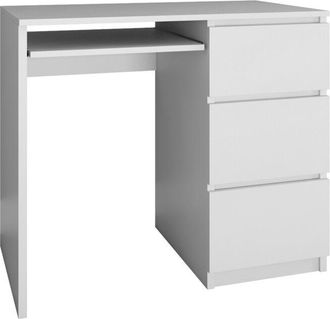 Hucoco Escritorio de ordenador ILOA - Blanco - 98x51x76 - 3 cajones