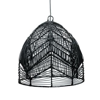 Bazar Bizar L&aacute;mparas de techo de rat&aacute;n negro 40x45