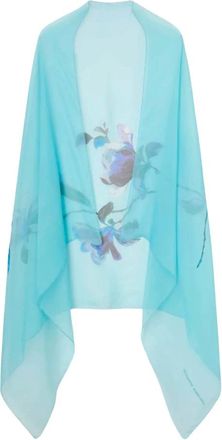 Ermanno Scervino Pure zijden chiffon stola - Dames - Zijden sjaals - Blauw - ONE Size - Chiffon - Accessoires