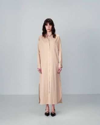 Grace & Mila Buttoned Long Dress In Sable Nesly