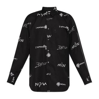 Comme Des Gar&ccedil;ons Slogan Shirt - Heren - Casual Overhemden - Zwart - M - Katoen - Overhemden