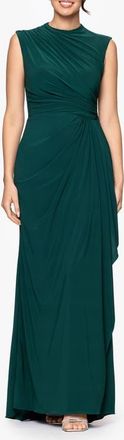Betsy & Adam Ruched Sleeveless Gown in Forest at Nordstrom, Size 16