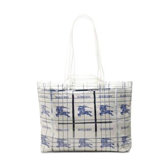 Burberry Pre-owned Tote Bags, female, White, Size: ONE SIZE Pre-owned Vintage Check Transparent Tote Bag