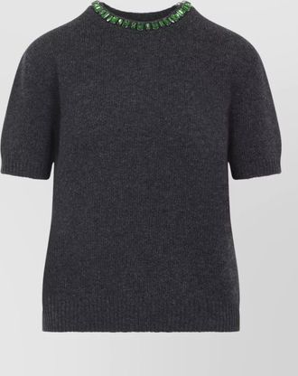 Prada knitwear top featuring embellished neckline