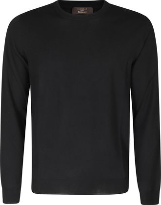 Zanone Black Virgin Wool-Blend Crewneck Sweater